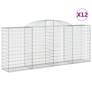 vidaXL Paniers à gabions arqués 12 Pièces 300x50x120/140 cm fer galvanisé