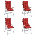 vidaXL Coussins de chaise à dossier haut lot de 4 rouge tissu oxford