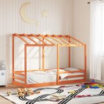 vidaXL Lit pour enfants et toit cire marron 90x190 cm bois massif pin