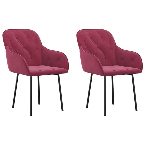 vidaXL Chaises à manger lot de 2 Rouge bordeaux Velours