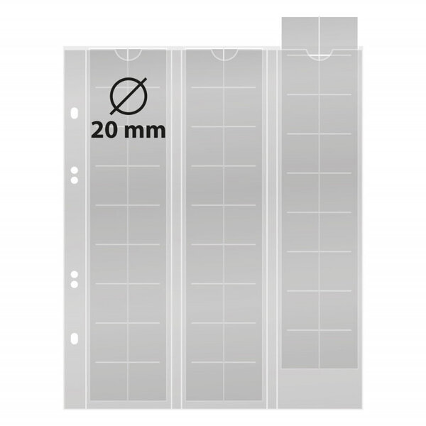 Feuilles numismatiques Multi-Collect pour 54 monnaies jusqu'à 20 mm. Intercalaires - Rouge
