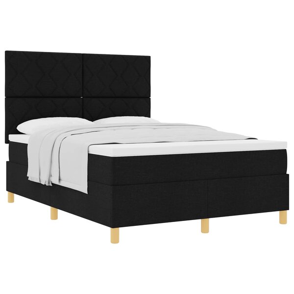 vidaXL Lit à ressorts avec matelas Noir 160 x 200 cm tissu