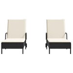 vidaXL Chaises longues avec coussins lot de 2 noir résine tressée