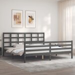 vidaXL Cadre de lit sans matelas gris 200x200 cm bois massif