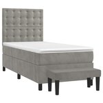 vidaXL Sommier à lattes de lit et matelas Gris clair 90x190 cm Velours