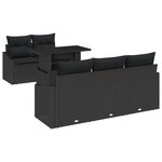 vidaXL Ensemble de canapé de jardin de 6 pièces avec coussins en poly rotin noir