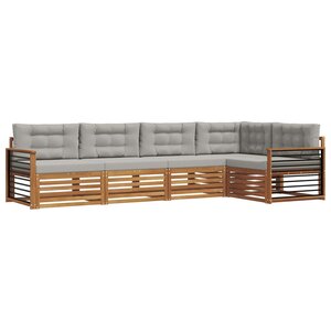 vidaXL Ensemble de canapés d'extérieur 5 pc Gris Naturel et Clair