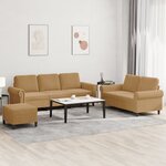 vidaXL Ensemble de canapés 3 Pièces avec coussins Marron Velours
