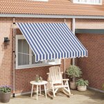 vidaXL Auvent rétractable manuel 250 cm Rayures bleues et blanches