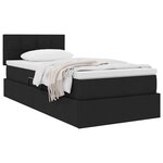 vidaXL Lit avec rangement et matelas avec matelas Noir 100 x 200 cm
