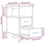 vidaXL Table de chevet avec tiroir 2 Pièces Chêne sonoma 30 x 48 x 61 cm