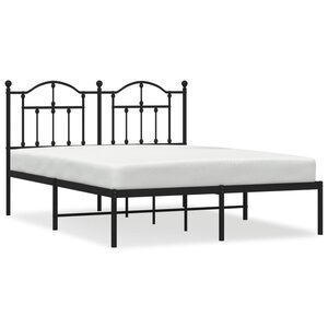 vidaXL Cadre de lit métal sans matelas avec tête de lit noir 140x190cm