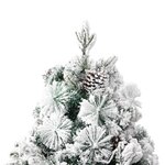 vidaXL Sapin de Noël pré-éclairé avec neige floquée/cônes 225cm PVC/PE