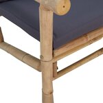 Salon de jardin meuble d'extérieur ensemble de mobilier 3 pièces avec coussins gris foncé bambou 02_0015966