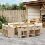 vidaXL Ensemble à manger de jardin et coussins 11 Pièces beige poly rotin