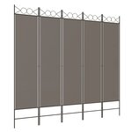 vidaXL Cloison de séparation 5 panneaux Anthracite 200x200 cm Tissu