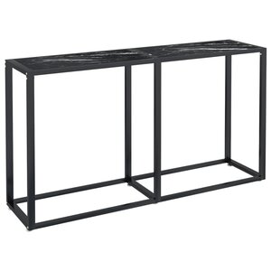 vidaXL Table console Marbre noir 140x35x75 5 cm Verre trempé