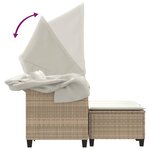 vidaXL Canapé de jardin 2 places avec auvent et tabourets beige rotin