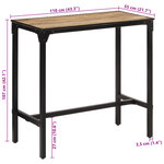 vidaXL Table de bar 110x55x107 cm bois de manguier massif brut