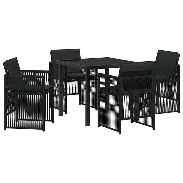 vidaXL Ensemble de salle à manger pour jardin 5 Pièces Noir