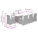 vidaXL Ensemble à manger de jardin et coussins 9 Pièces mélange beige