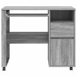 vidaXL Bureau avec roues Gris Sonoma 91 x 50 x 77 cm Bois d'ingénierie