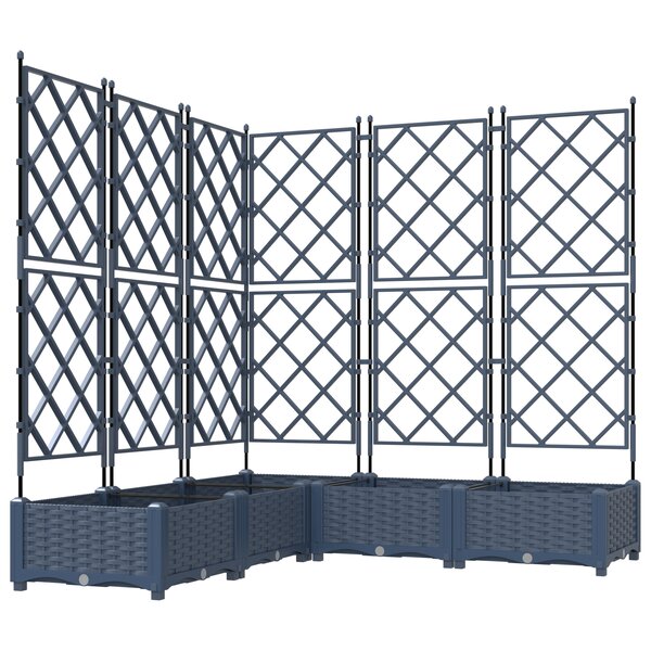 vidaXL Jardinière avec treillis 5 Pièces Grise 120x120x125 5 cm