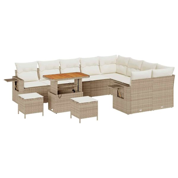 vidaXL Ensemble de canapé de jardin 12 Pièces Beige et crème polyrotin