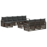 vidaXL Ensemble de canapé de jardin 11 Pièces Gris polyrotin