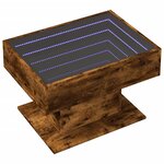 vidaXL Table basse avec LED chêne fumé 70x50x45 cm bois d'ingénierie