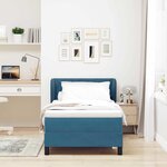 Lit Box Spring vidaXL avec Matelas Bleu Foncé 90x190 cm en Velours