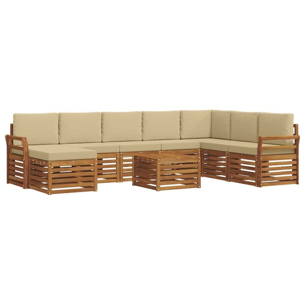 vidaXL Ensemble de canapés d'extérieur 9 Pièces Naturel et Beige