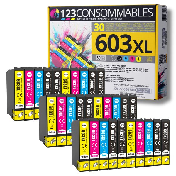 603XL - Pack 30 cartouches 603 XL compatibles Epson XP-2100 XP-3100 XP-4100