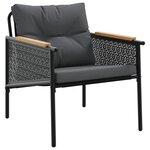 vidaXL Ensemble de meubles de balcon avec coussins 3 Pièces noir acier