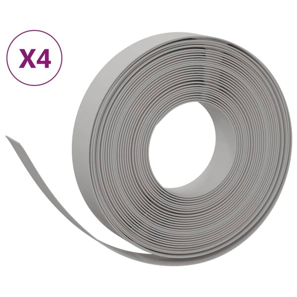 vidaXL Bordures de jardin 4 Pièces gris 10 m 10 cm polyéthylène