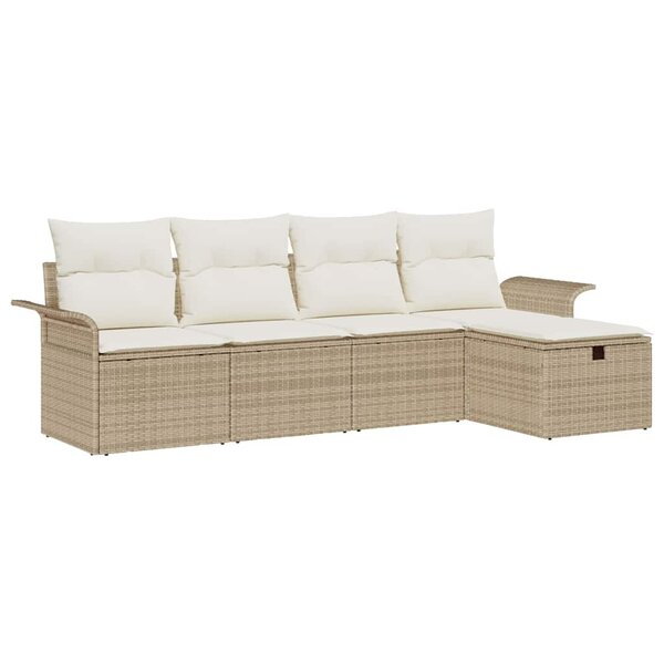 vidaXL Ensemble de canapé de jardin 5 Pièces Beige Poly rotin