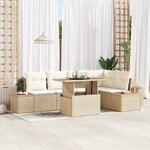 Set de canapé de jardin vidaXL 6 pièces avec coussins en rotin poly beige