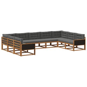 vidaXL Ensemble de canapés d'extérieur 9 pc Naturel et Anthracite