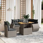 vidaXL Salon de jardin 6 Pièces avec coussins gris résine tressée