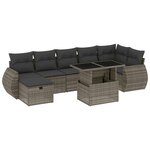 vidaXL Salon de jardin 8 Pièces avec coussins gris résine tressée