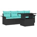 vidaXL Ensemble de canapé de jardin avec coussin 5 Pièces Noir Poly rotin