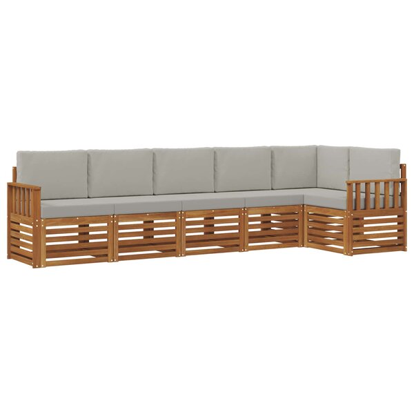 vidaXL Ensemble de canapé d'angle 6 Pièces Gris Naturel et Clair