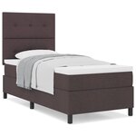 vidaXL Lit à ressorts avec matelas Marron foncé 90 x 200 cm tissu