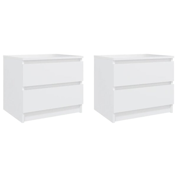 vidaXL Tables de chevet 2 Pièces Blanc 50x39x43 5 cm Aggloméré