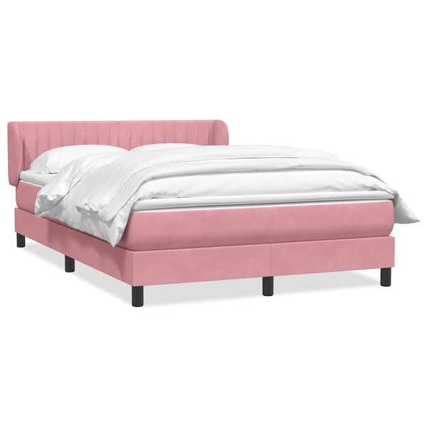 vidaXL Sommier à lattes de lit avec matelas rose 140x210 cm velours