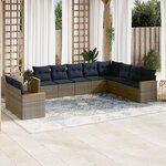 vidaXL Salon de jardin 10 Pièces avec coussins gris résine tressée
