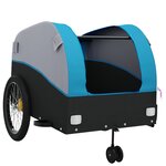 vidaXL Remorque de vélo noir et bleu 45 kg fer