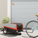 vidaXL Remorque de vélo noir et orange 45 kg fer
