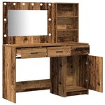 Ensemble de coiffeuse 2 pièces avec LED en vieux bois d'ingénierie