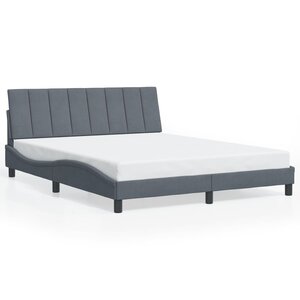 vidaXL Cadre de lit sans matelas gris foncé 160x200 cm velours